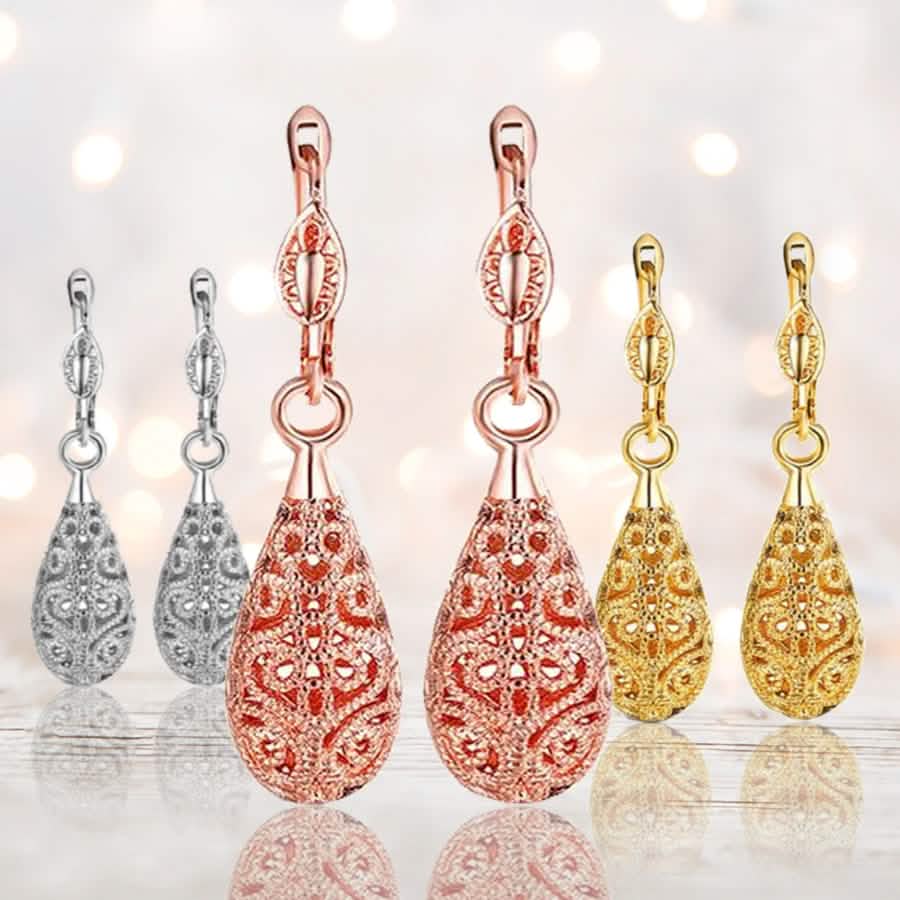 18K Gold Laser Cut Filigree Drop Earrings - Assorted Colors DailySale