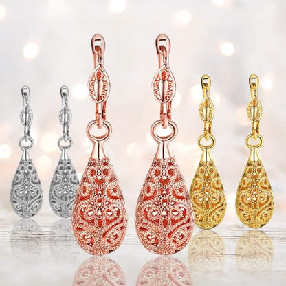18K Gold Laser Cut Filigree Drop Earrings - Assorted Colors DailySale