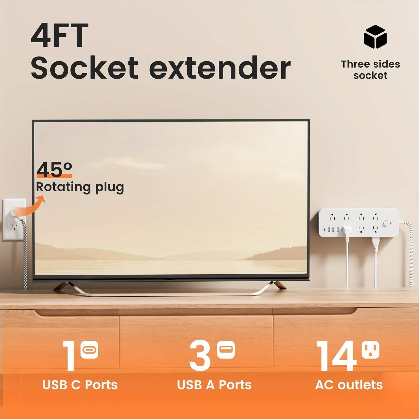 18-Outlet Power Strip with USB & Type-C – Surge Protection DailySale
