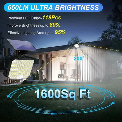 118 LED Solar Motion Sensor Flood Lights with Remote Control DailySale
