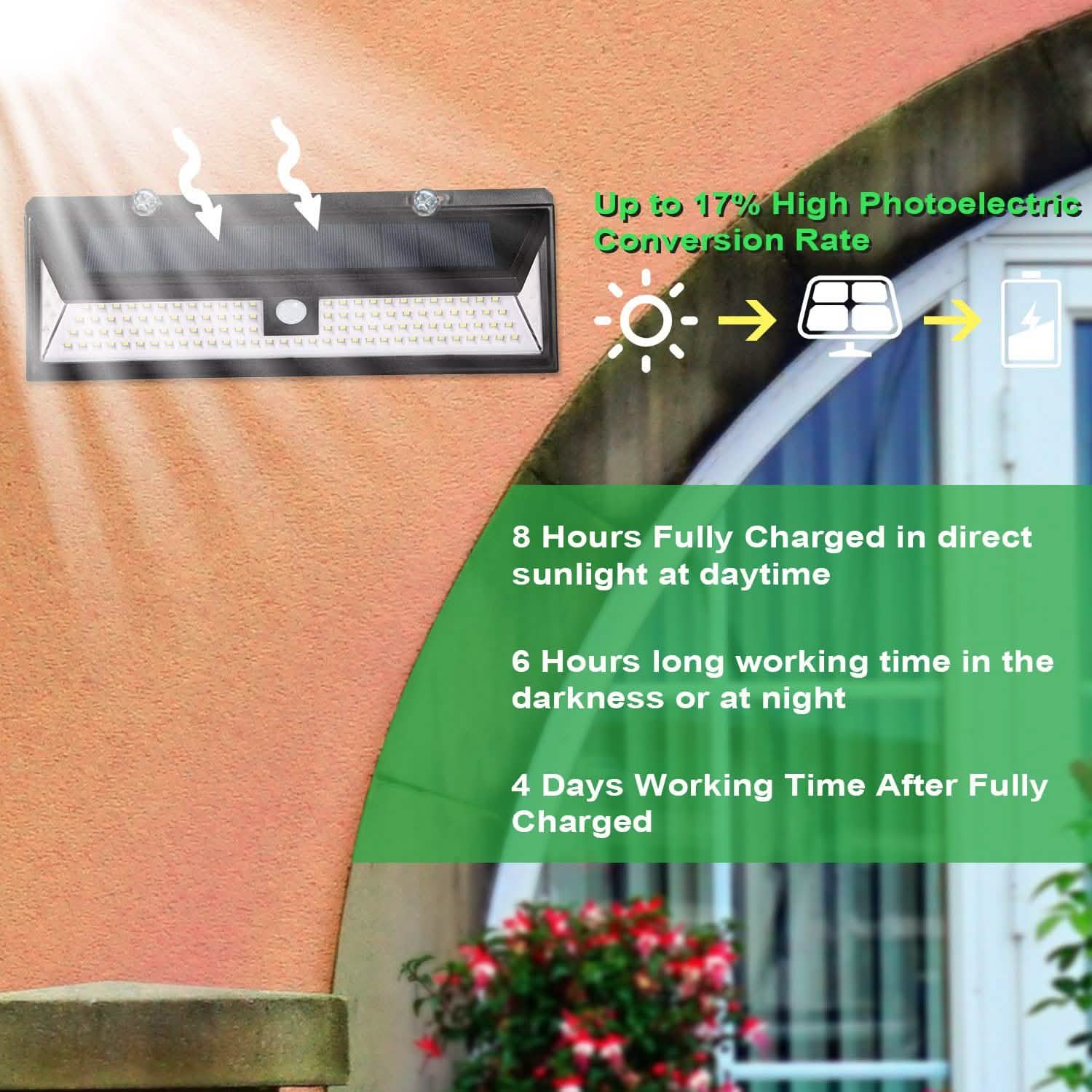 118 LEDs Solar Wall Light Outdoor Motion Sensor Lamp DailySale