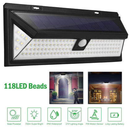 118 LEDs Solar Wall Light Outdoor Motion Sensor Lamp DailySale