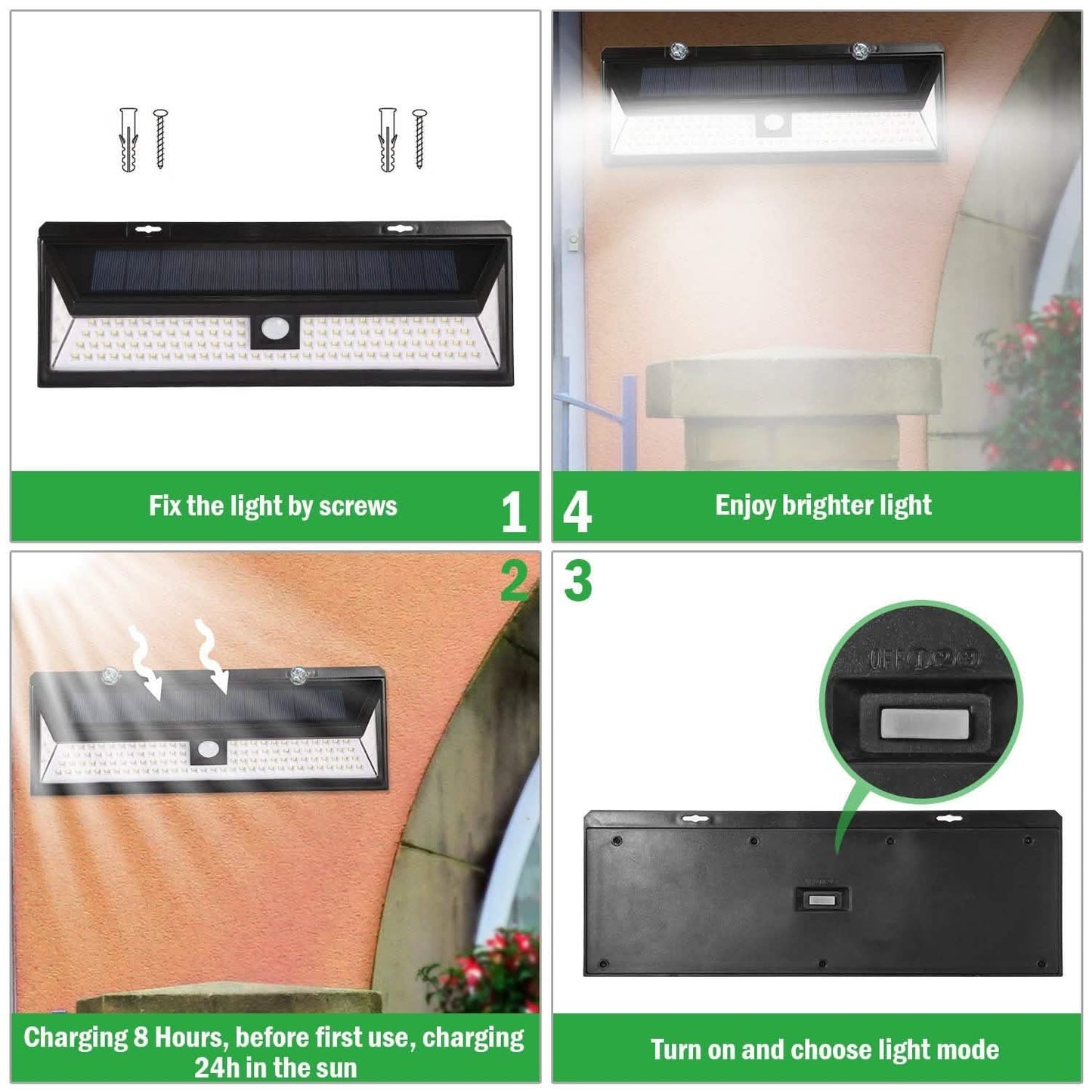 118 LEDs Solar Wall Light Outdoor Motion Sensor Lamp DailySale