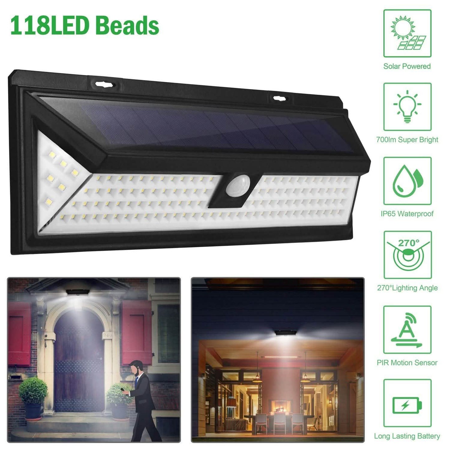 118 LEDs Solar Wall Light Outdoor Motion Sensor Lamp DailySale