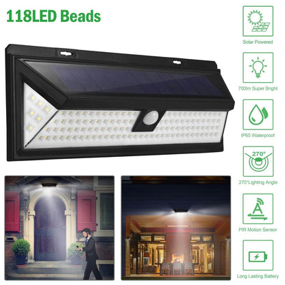 118 LEDs Solar Wall Light Outdoor Motion Sensor Lamp DailySale