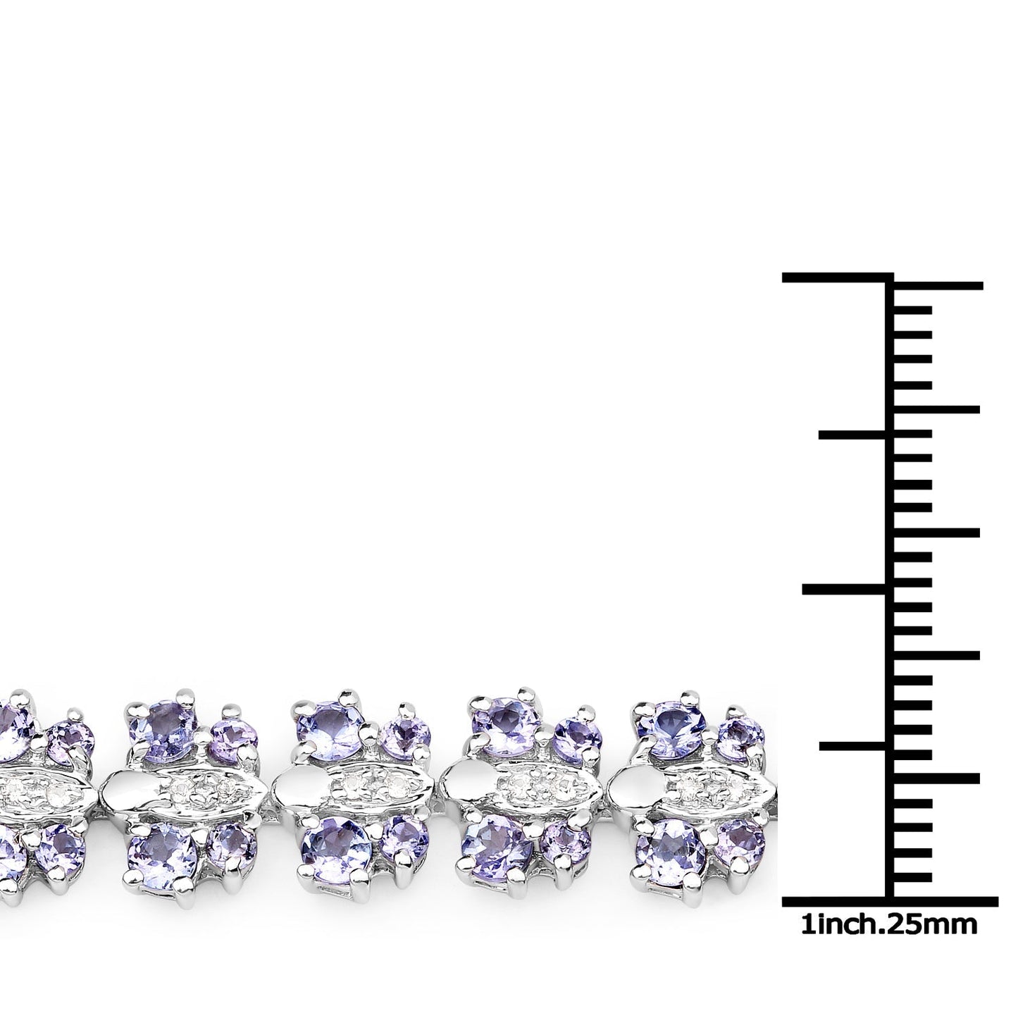 7.02 Carat Genuine Tanzanite and White Sapphire .925 Sterling Silver Bracelet Bids.com