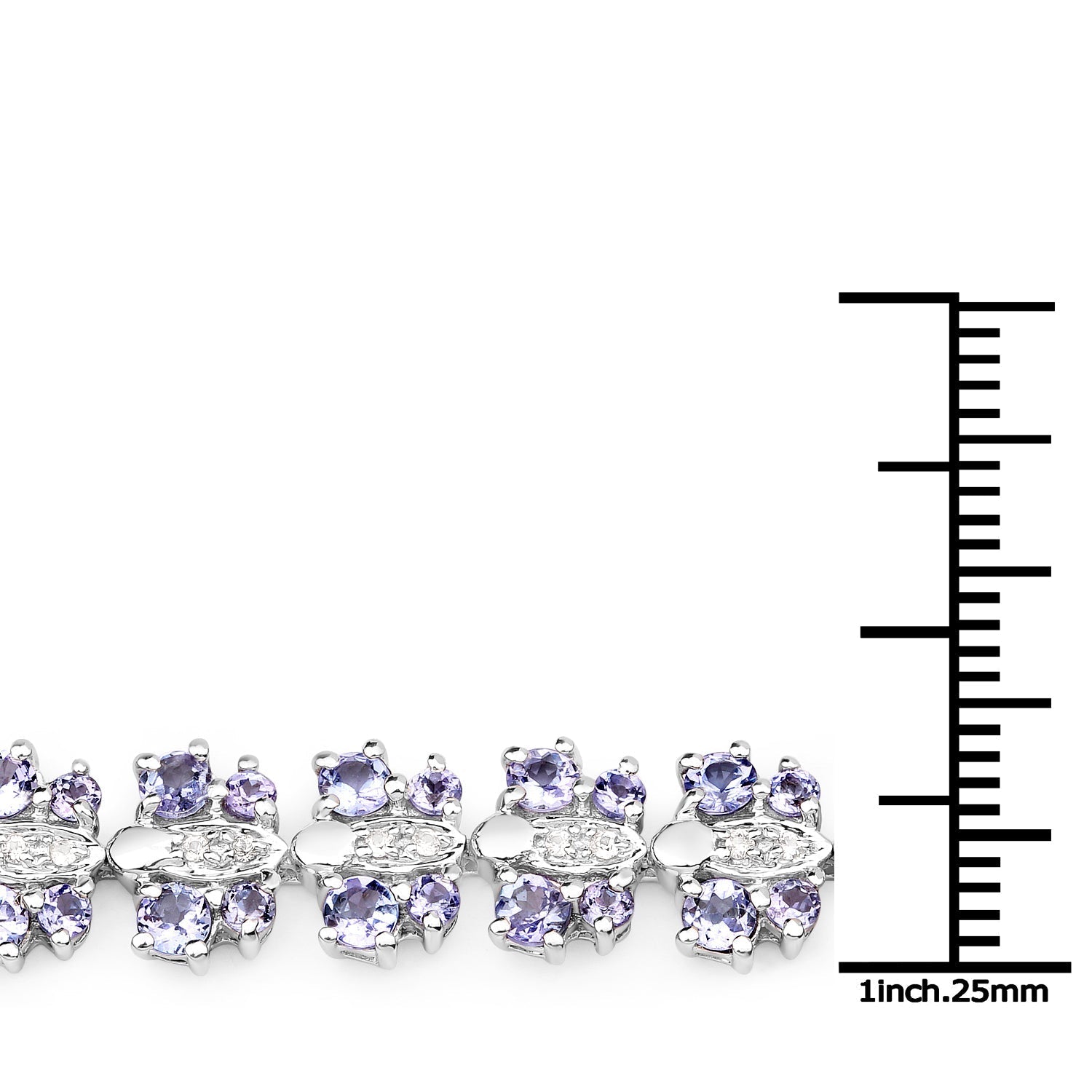 7.02 Carat Genuine Tanzanite and White Sapphire .925 Sterling Silver Bracelet Bids.com