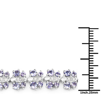 7.02 Carat Genuine Tanzanite and White Sapphire .925 Sterling Silver Bracelet Bids.com