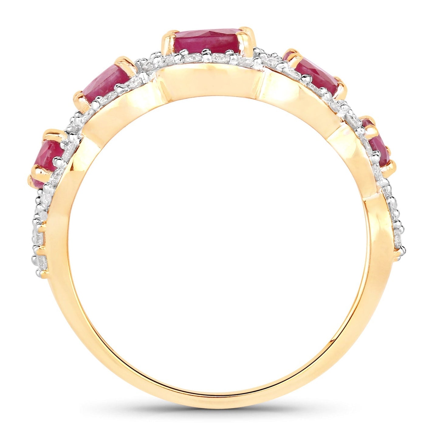 1.99 Carat Genuine Ruby and White Diamond 14K Yellow Gold Ring Bids.com