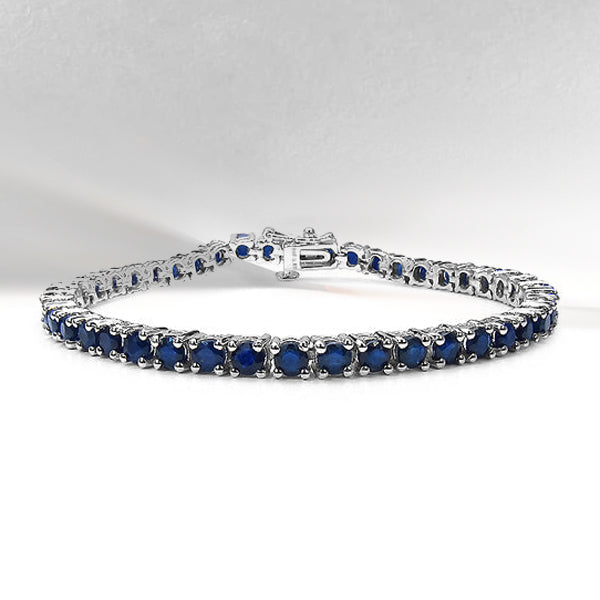 8.36 Carat Genuine Blue Sapphire .925 Sterling Silver Bracelet Bids.com