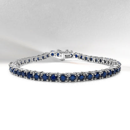 8.36 Carat Genuine Blue Sapphire .925 Sterling Silver Bracelet Bids.com