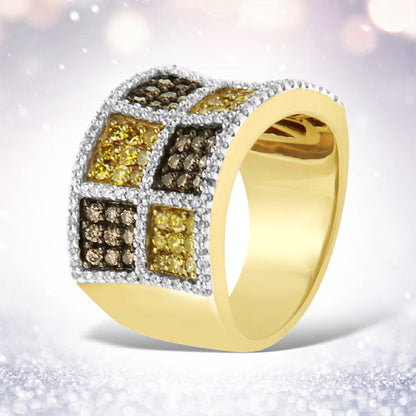 14KT Yellow Gold Champagne, Yellow and Round Diamond Band Ring (1 1/2 cttw, H-I Color, I1-I2 Clarity) Bids.com