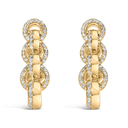 14K Yellow Gold Plated .925 Sterling Silver 1/2 Cttw Diamond Chain Link Drop Earrings (H-I Color, I1-I2 Clarity) Bids.com