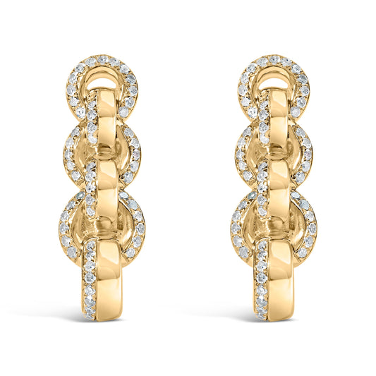 14K Yellow Gold Plated .925 Sterling Silver 1/2 Cttw Diamond Chain Link Drop Earrings (H-I Color, I1-I2 Clarity) Bids.com