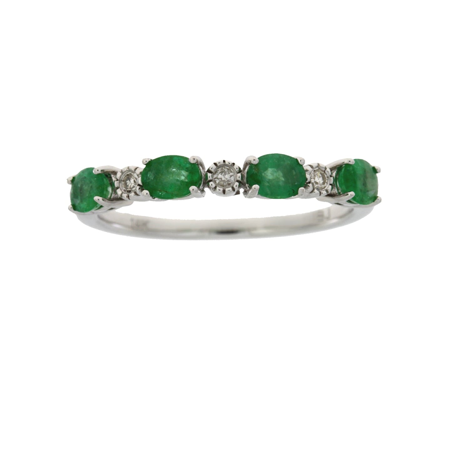 Emerald Diamond Fashion band rings 14KT White Gold Bids.com