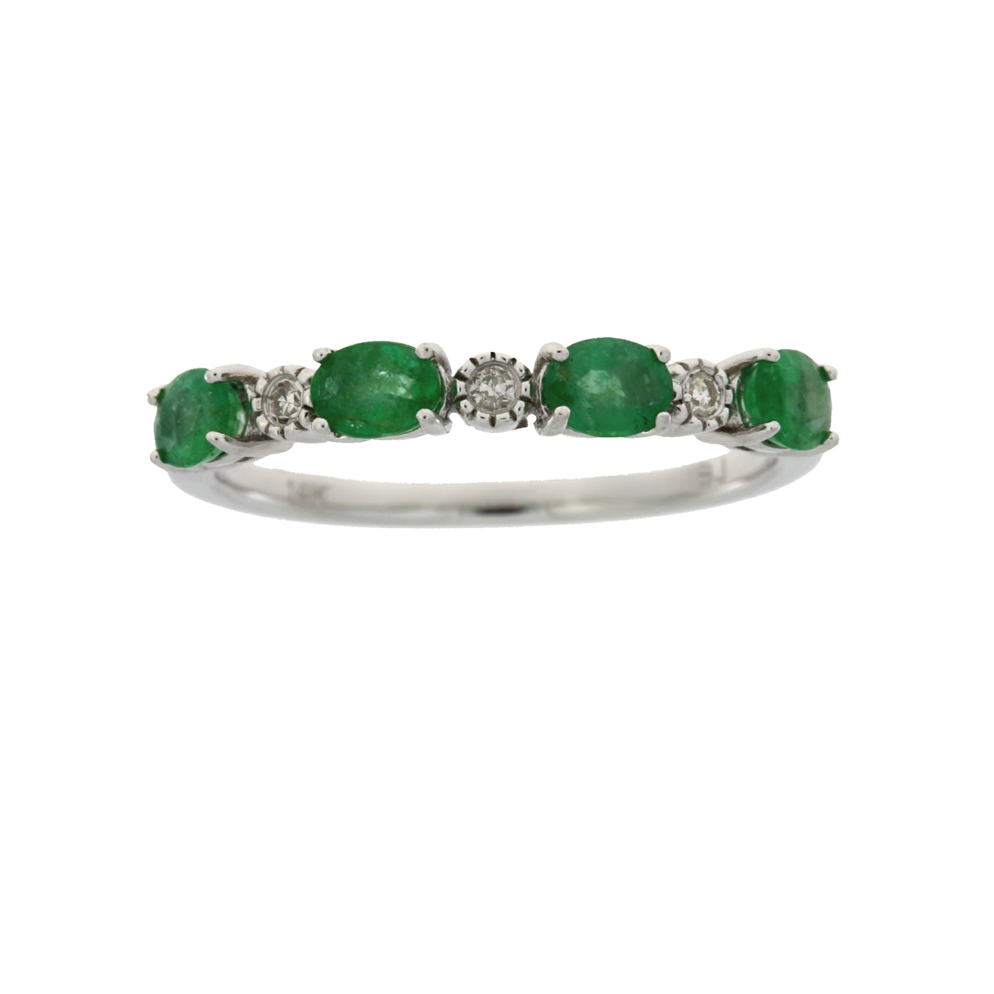 Emerald Diamond Fashion band rings 14KT White Gold Bids.com