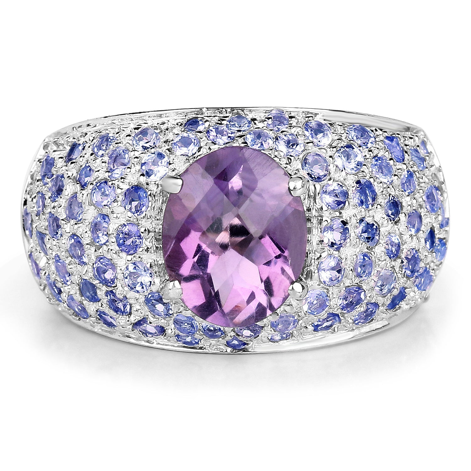 4.21 Carat Genuine Amethyst and Tanzanite .925 Sterling Silver Ring Bids.com