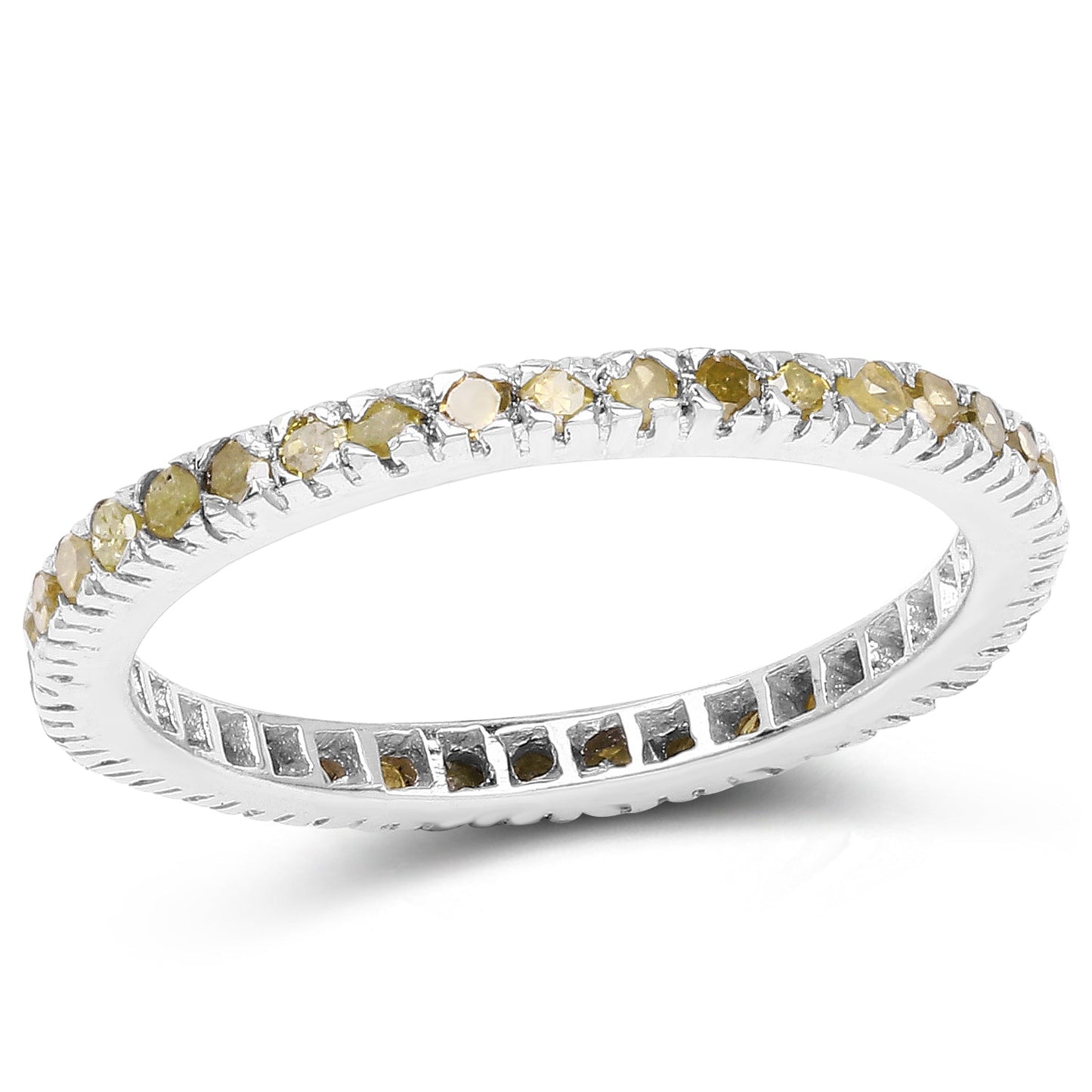 0.57 Carat Genuine Yellow Diamond .925 Sterling Silver Ring Bids.com