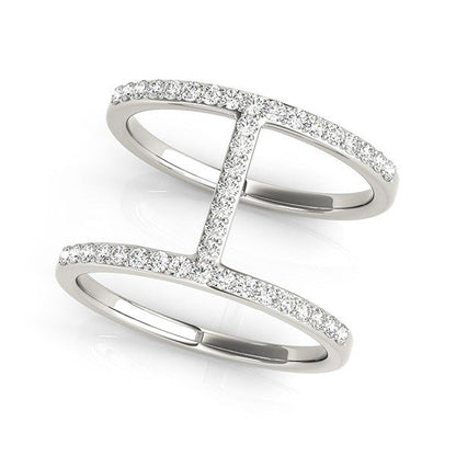 14k White Gold Dual Band Bridge Style Diamond Ring (3/8 cttw) Bids.com