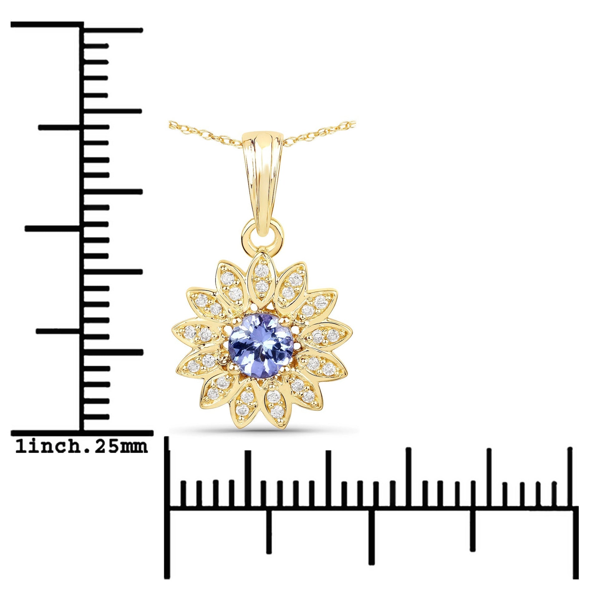 0.31 Carat Genuine Tanzanite and White Diamond 14K Yellow Gold Pendant Bids.com