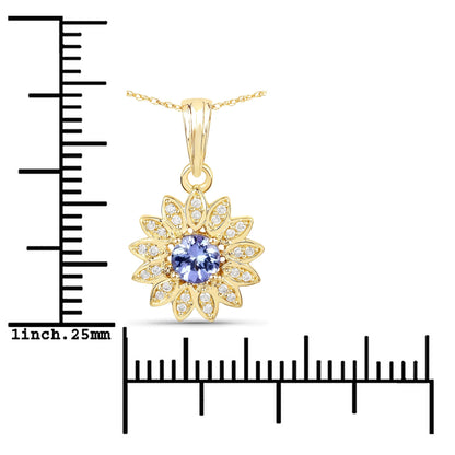 0.31 Carat Genuine Tanzanite and White Diamond 14K Yellow Gold Pendant Bids.com