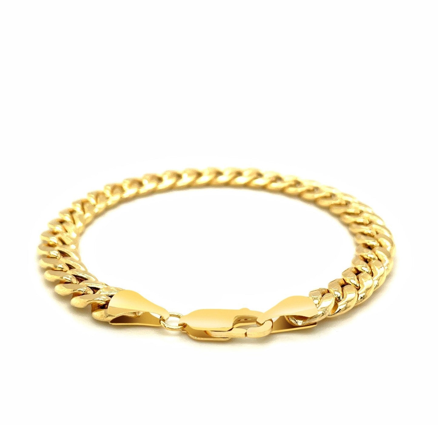 7.8mm 14k Yellow Gold Miami Cuban Semi Solid Bracelet Bids.com