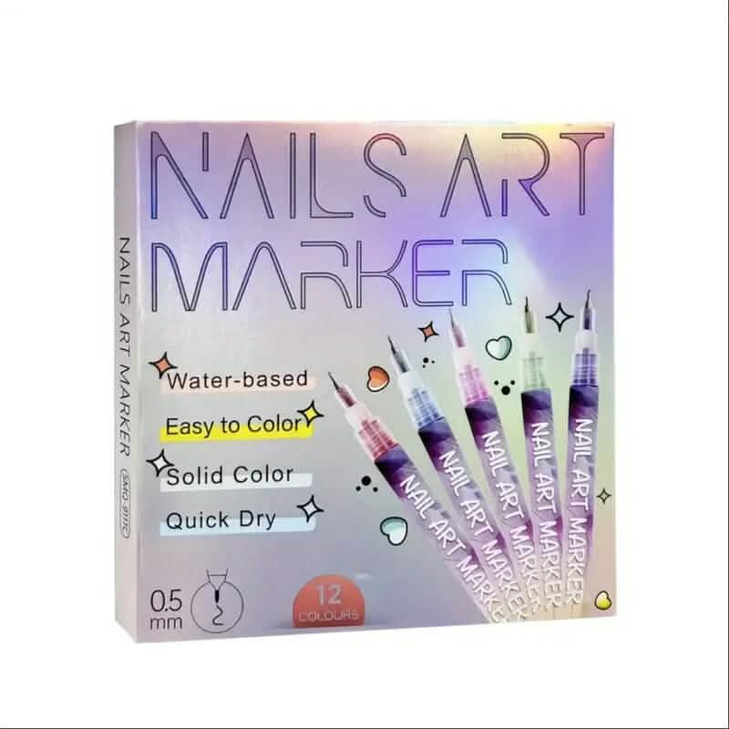 12-Color Nail Art Pen Set Quick Dry Acrylic Paint Markers DailySale