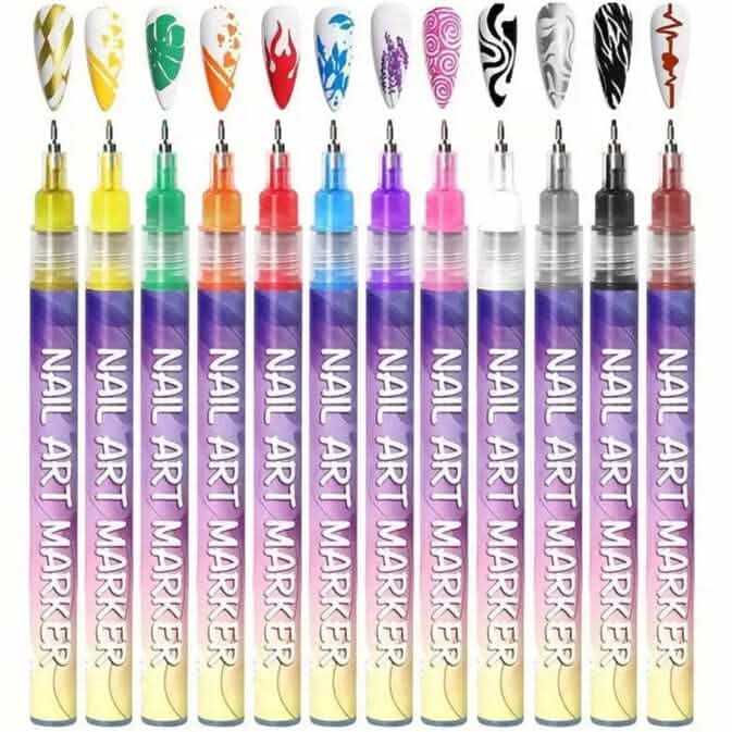 12-Color Nail Art Pen Set Quick Dry Acrylic Paint Markers DailySale