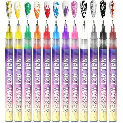 12-Color Nail Art Pen Set Quick Dry Acrylic Paint Markers DailySale