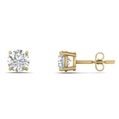1/2 Ct TW Real Natural Round-Cut Diamond Solitaire 14K Gold Stud Earrings DailySale