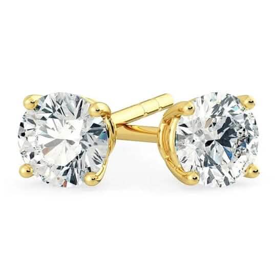 1/2 Ct TW Real Natural Round-Cut Diamond Solitaire 14K Gold Stud Earrings DailySale