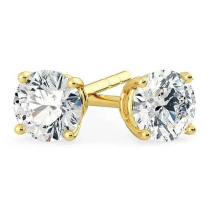 1/2 Ct TW Real Natural Round-Cut Diamond Solitaire 14K Gold Stud Earrings DailySale