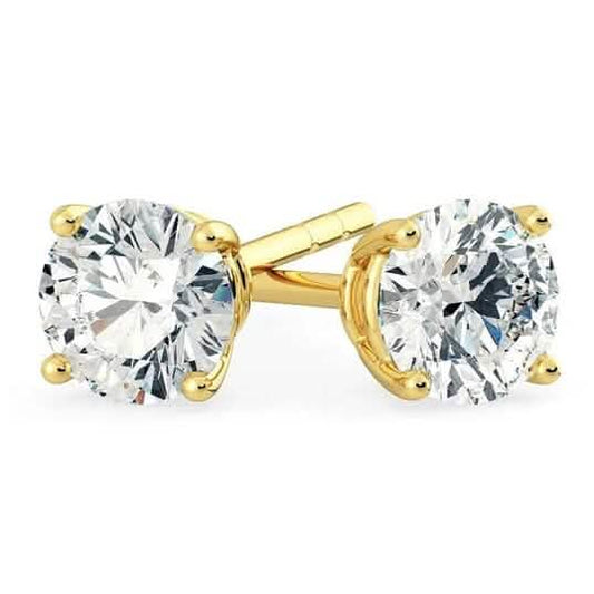 1/2 Ct TW Real Natural Round-Cut Diamond Solitaire 14K Gold Stud Earrings DailySale