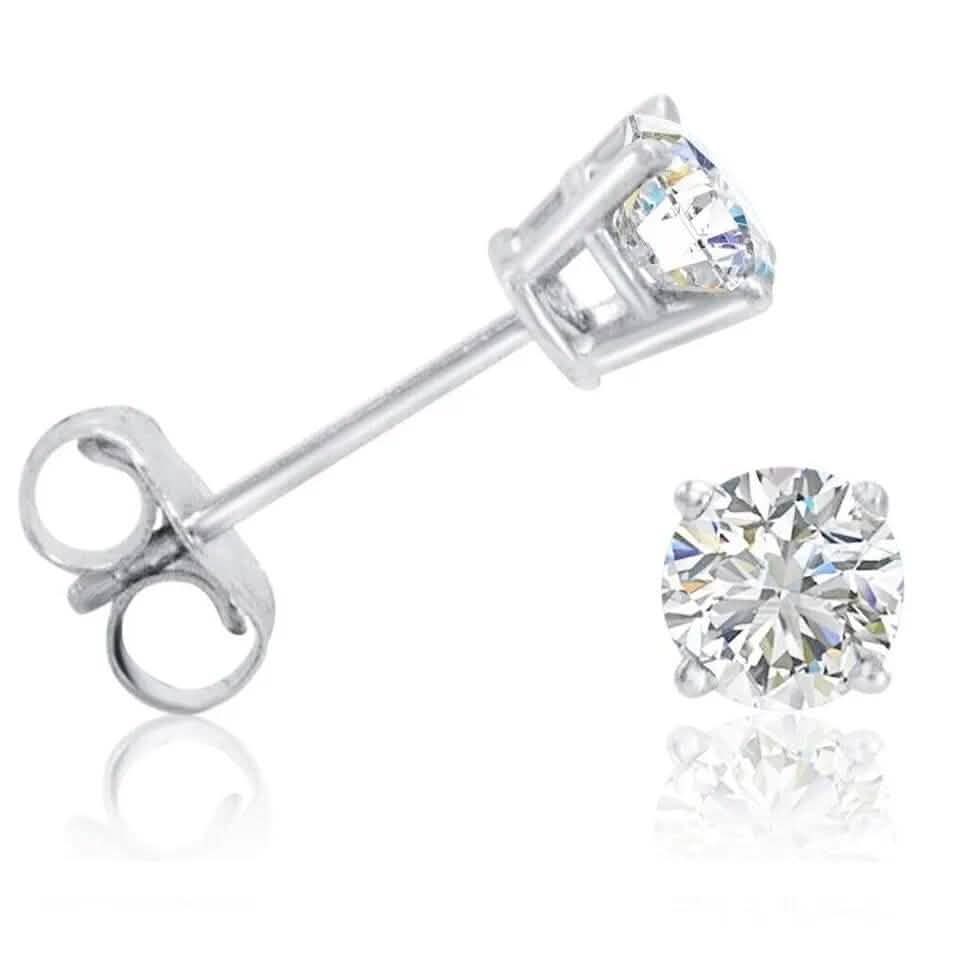 1/2 Ct TW Real Natural Round-Cut Diamond Solitaire 14K Gold Stud Earrings DailySale