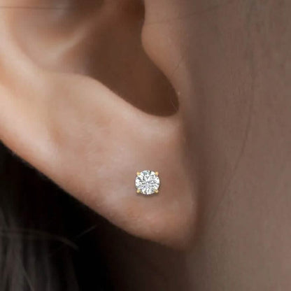 1/2 Ct TW Real Natural Round-Cut Diamond Solitaire 14K Gold Stud Earrings DailySale