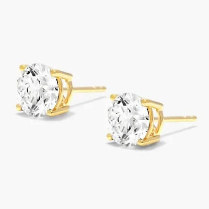 1/2 Ct TW Real Natural Round-Cut Diamond Solitaire 14K Gold Stud Earrings DailySale