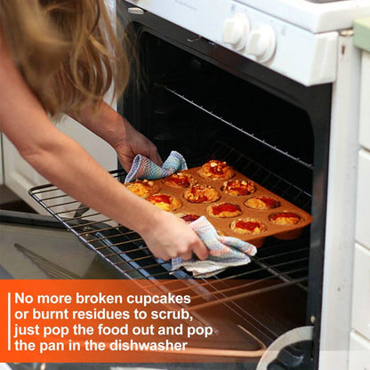 12 Cup Non-Stick Cupcakes Muffin Baking Pan Silicone Mold DailySale