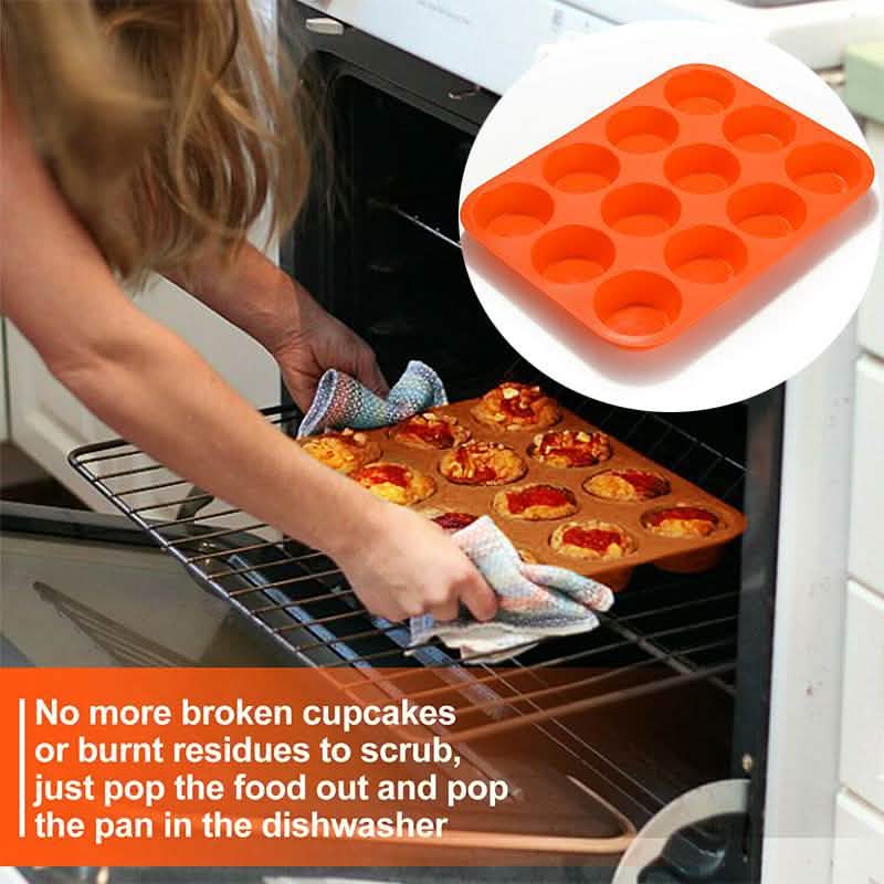 12 Cup Non-Stick Cupcakes Muffin Baking Pan Silicone Mold DailySale