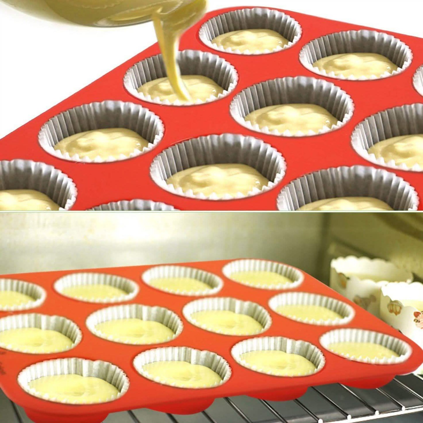 12 Cup Non-Stick Cupcakes Muffin Baking Pan Silicone Mold DailySale