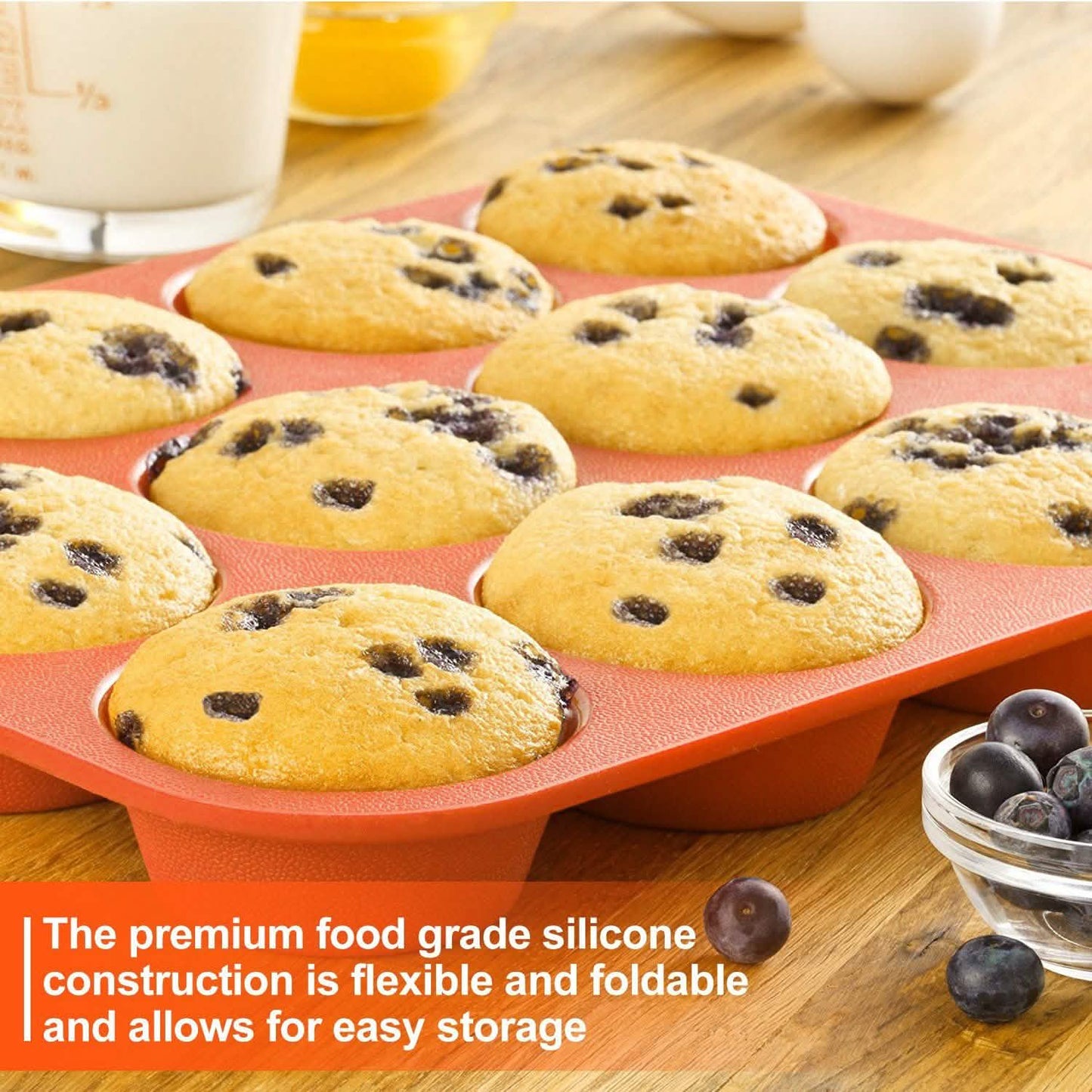 12 Cup Non-Stick Cupcakes Muffin Baking Pan Silicone Mold DailySale