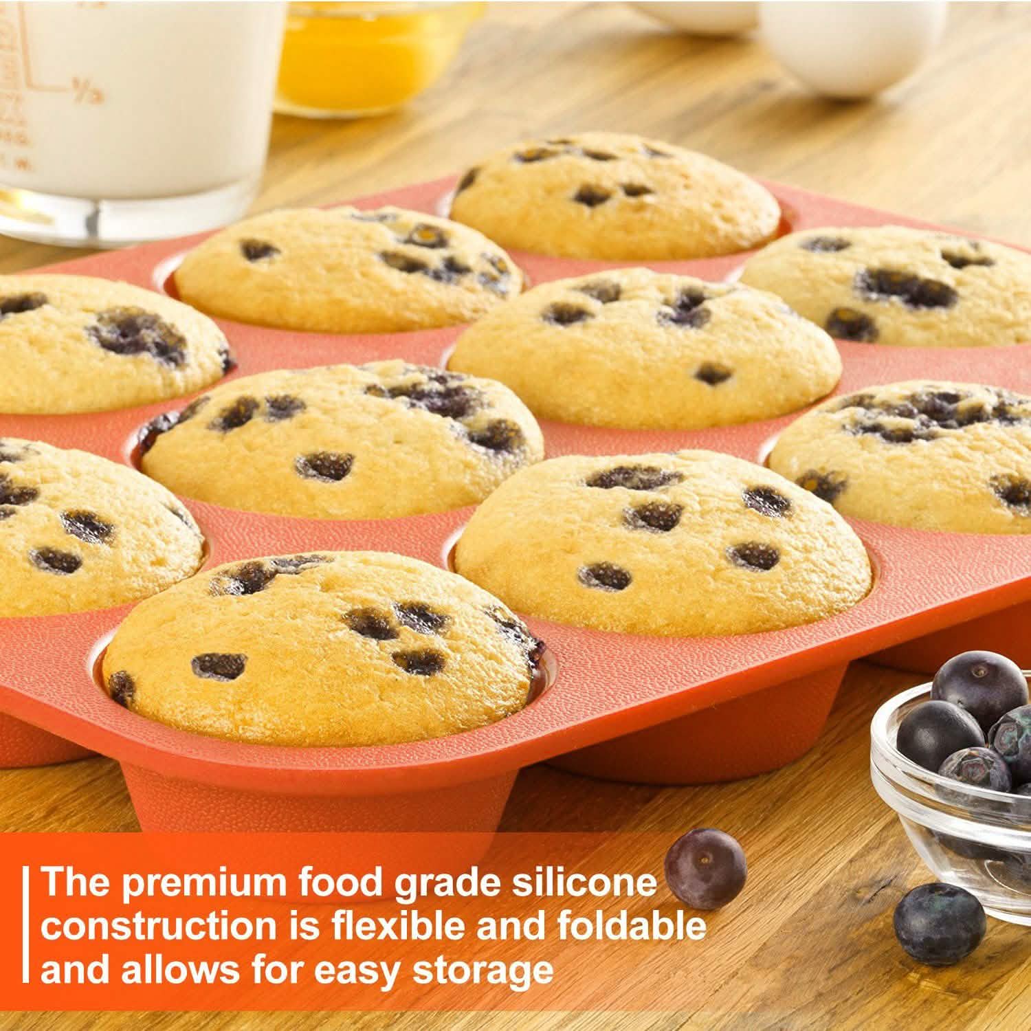 12 Cup Non-Stick Cupcakes Muffin Baking Pan Silicone Mold DailySale