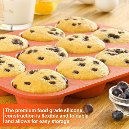 12 Cup Non-Stick Cupcakes Muffin Baking Pan Silicone Mold DailySale