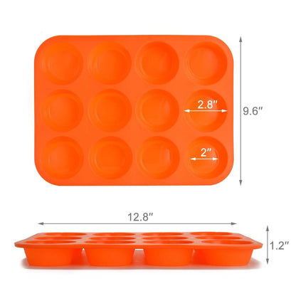 12 Cup Non-Stick Cupcakes Muffin Baking Pan Silicone Mold DailySale