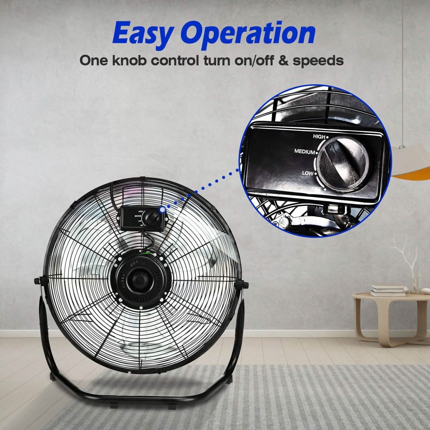 12" Floor Fan Copper Motor High-Velocity with 3 Adjustable Speeds DailySale