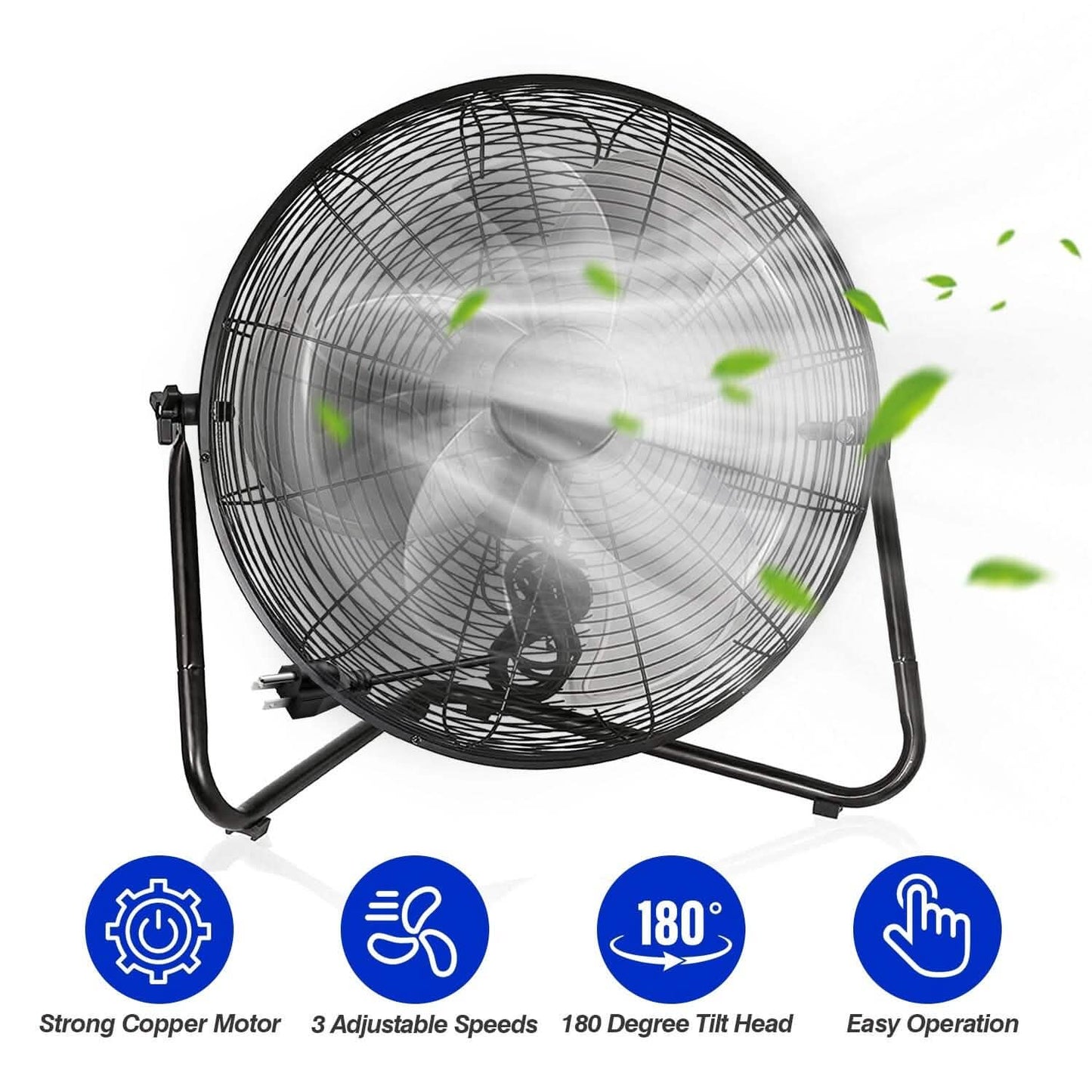 12" Floor Fan Copper Motor High-Velocity with 3 Adjustable Speeds DailySale