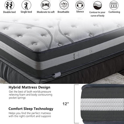 12" Hybrid Pocket Spring Mattress DailySale
