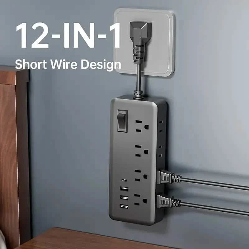 12-in-1 Power Socket with 8 AC sockets, 3 USB ports and 1 Type-C Interface DailySale