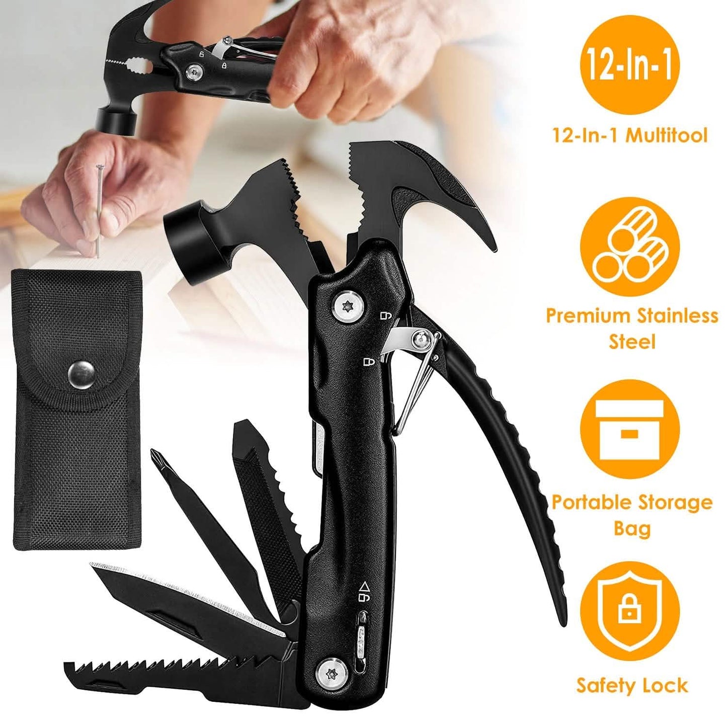 12-in-1 Stainless Steel Portable Hammer Multitool DailySale