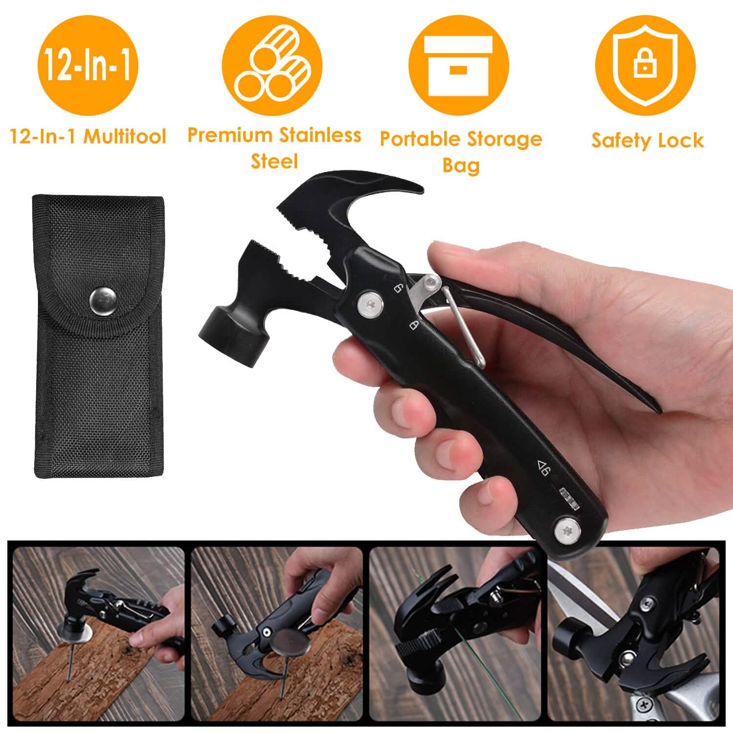 12-in-1 Stainless Steel Portable Hammer Multitool DailySale