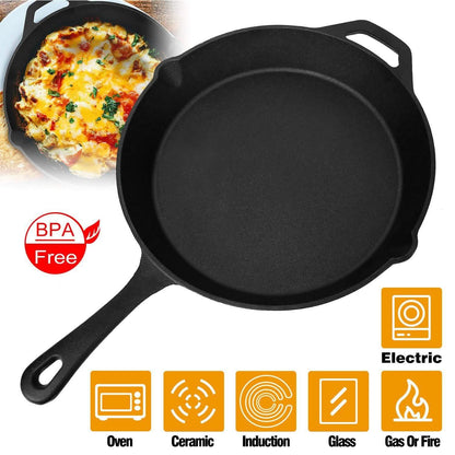 12 Inch Pre-Seasoned Cast Iron Skillet Oven Safe Cookware DailySale